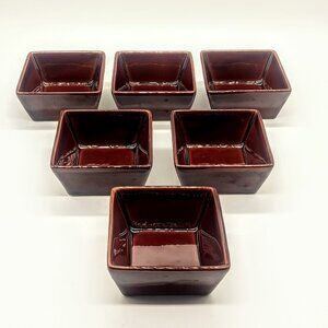 Crate & Barrel Brown Glazed Ceramic Stackable Square Dishes